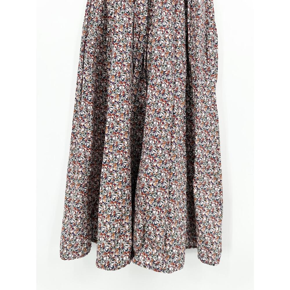 Anthropologie OPT Scilla Midi Dress Floral Ruffle V-Neck Smocked, Purple/ Red - Picture 6 of 11